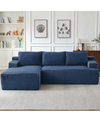 L-Shaped Cloud Sectional Sofa, Deep Seat, Modular Sleeper, Blue