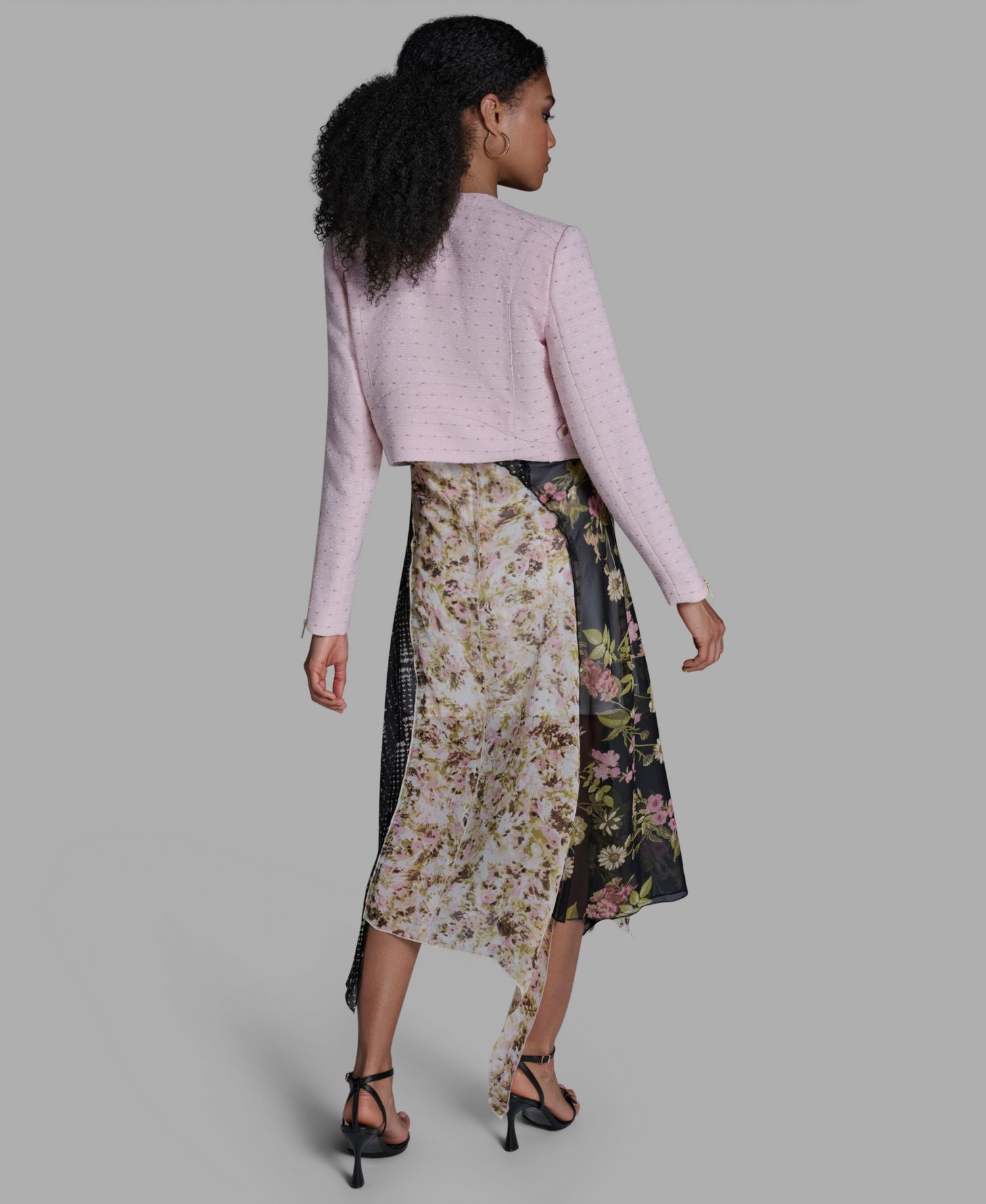Women's Crewneck Textured Cropped Moto Jacket