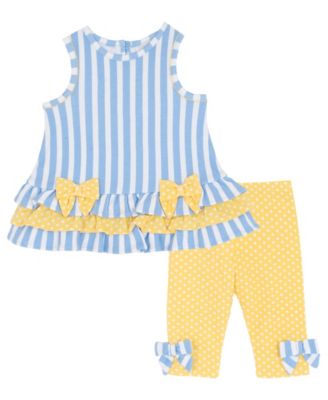 Baby Girls' Striped Ruffle Top and Leggings, 2-Piece Set