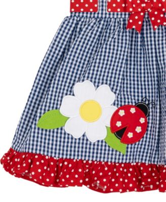 Baby Girls' Navy Flower Applique Round Neck Dress and Panty, 2-Piece Set