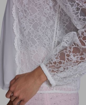 Women's Crewneck Long-Sleeve Lace Top