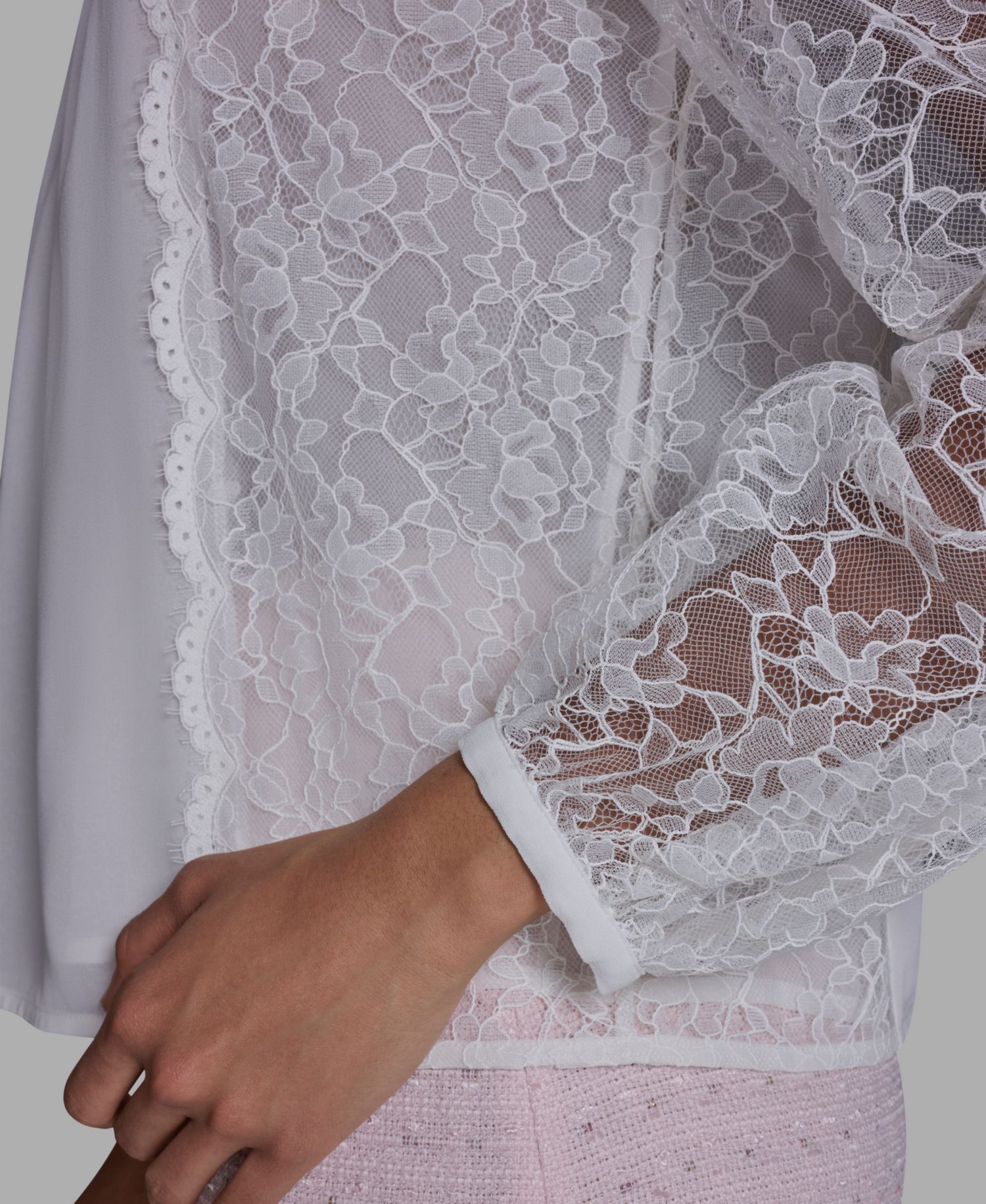 Women's Crewneck Long-Sleeve Lace Top