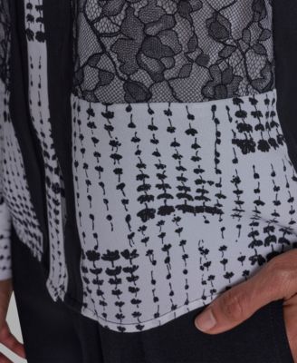 Women's Printed Lace Crewneck Long-Sleeve Top