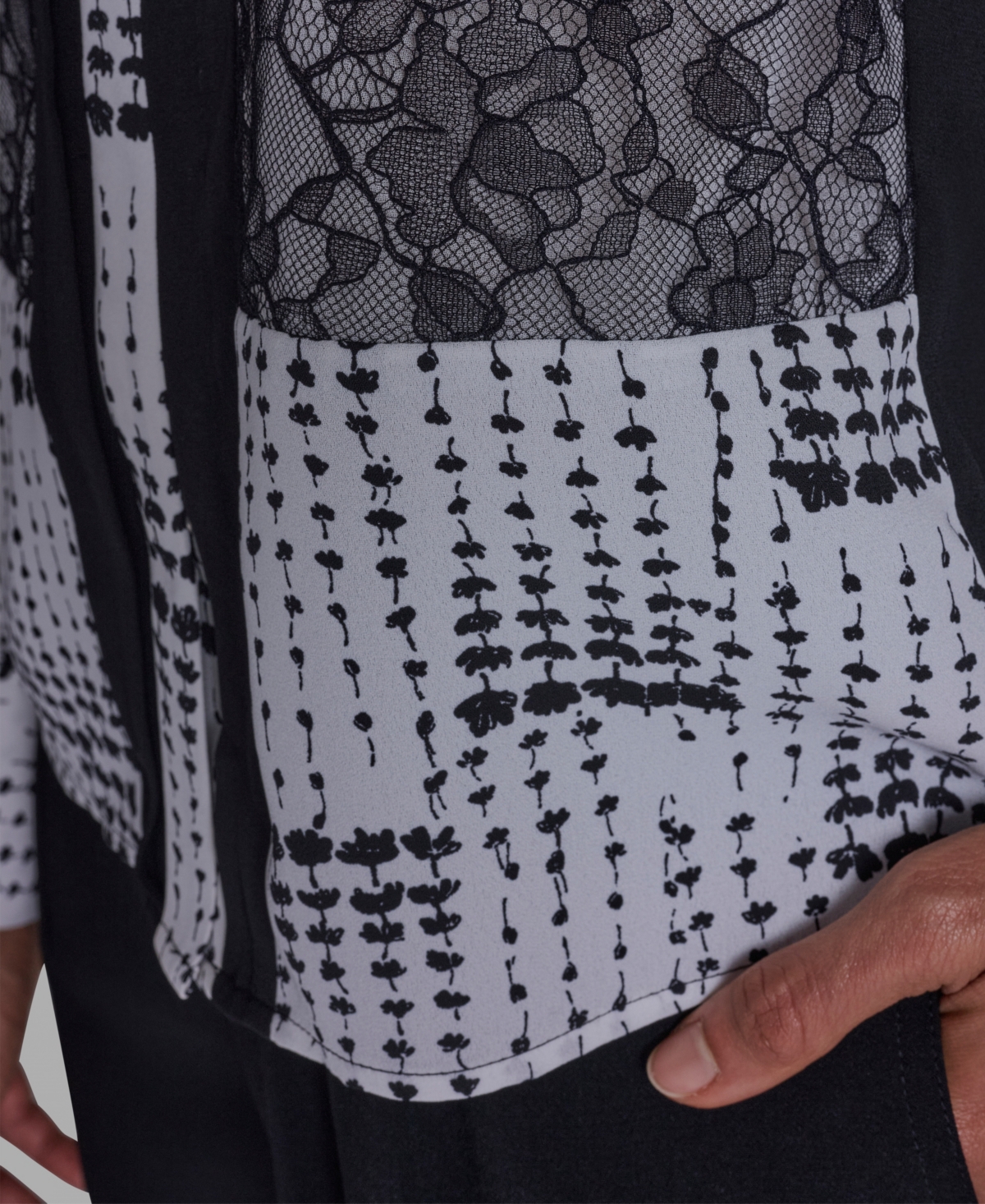 Bcbg Women's Printed Lace Crewneck Long-Sleeve Top