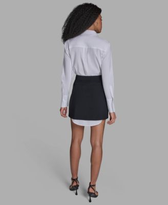 Women's Collared Neck Layered Mini Dress