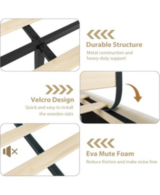 Upholstered Platform Bed Frame – Vertical Channel Tufted Headboard & Footboard, Wooden Slats, Quiet, Easy Assembly.