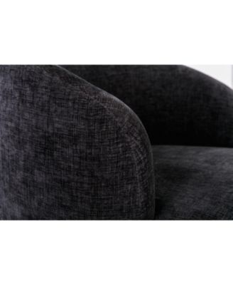 Swivel Barrel Accent Chair with Metal Ring & Chenille Fabric