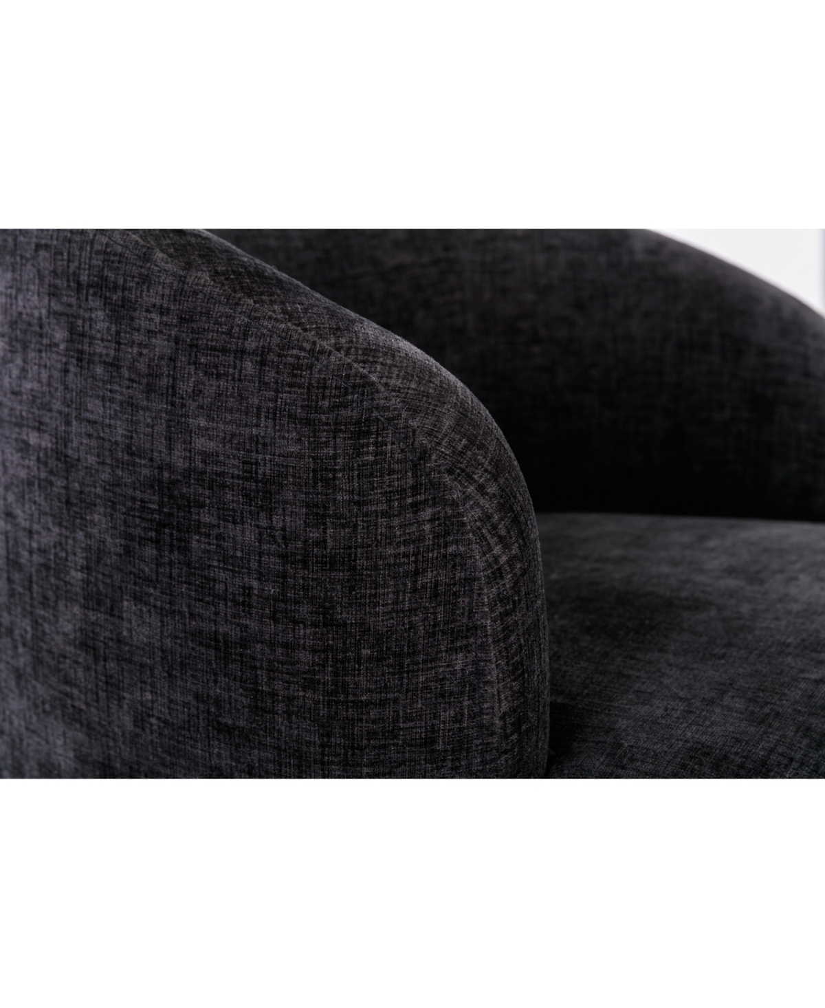 Streamdale Furniture Chenille Fabric Swivel Accent Armchair Barrel Chair With Black Powder Coating Metal Ring