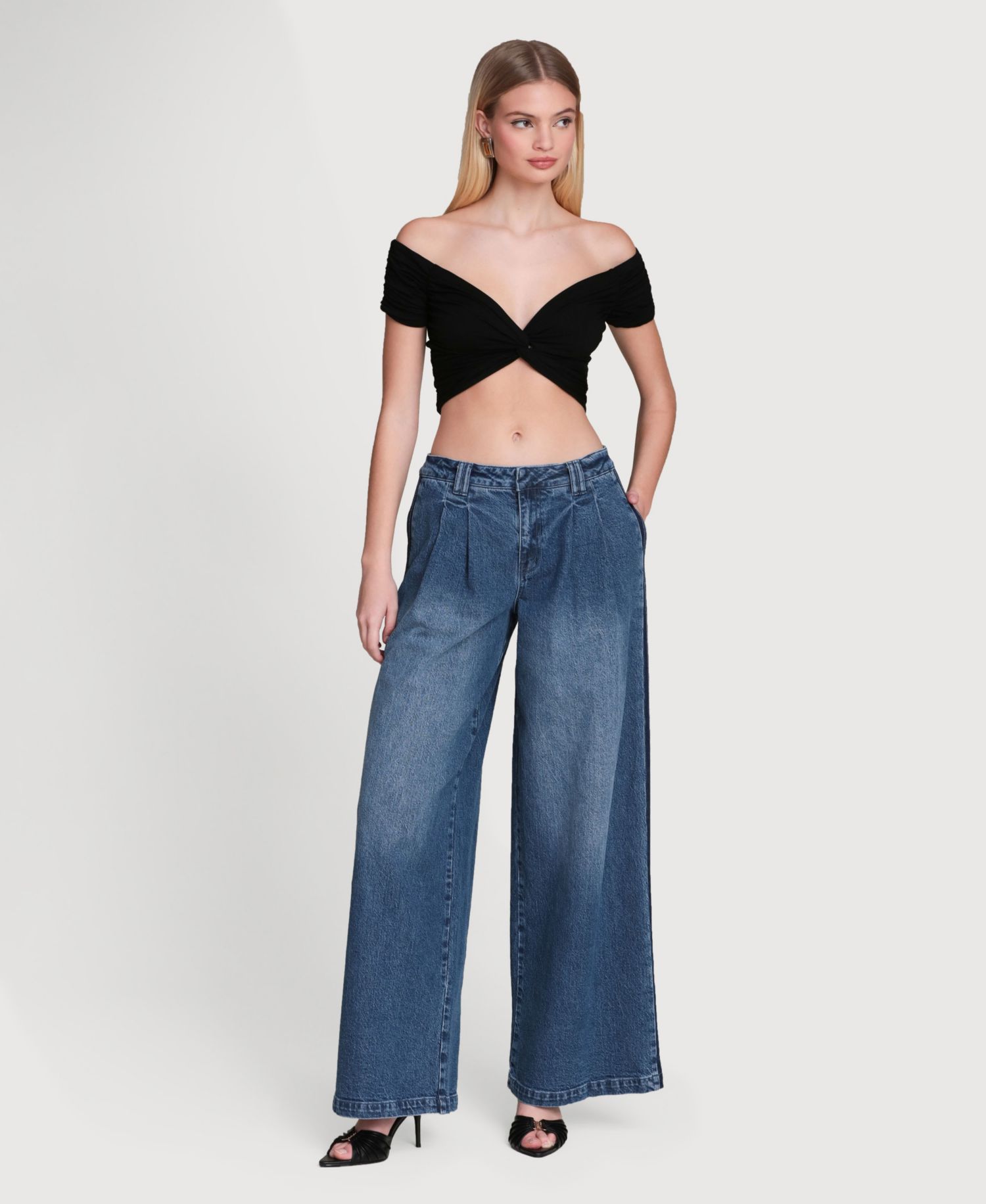 Women's Side Stripe Denim Mid Rise Pants