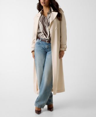 Women's Melania Fluid Collared Long Trench Coat