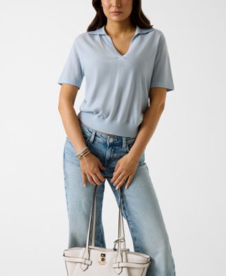 Women's Short-Sleeve Rhinestones Polo Stormi Sweater