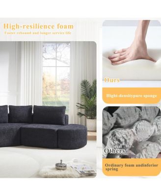 106.3" V-shaped modular sofa set in chenille fabric with pillows & ottomans