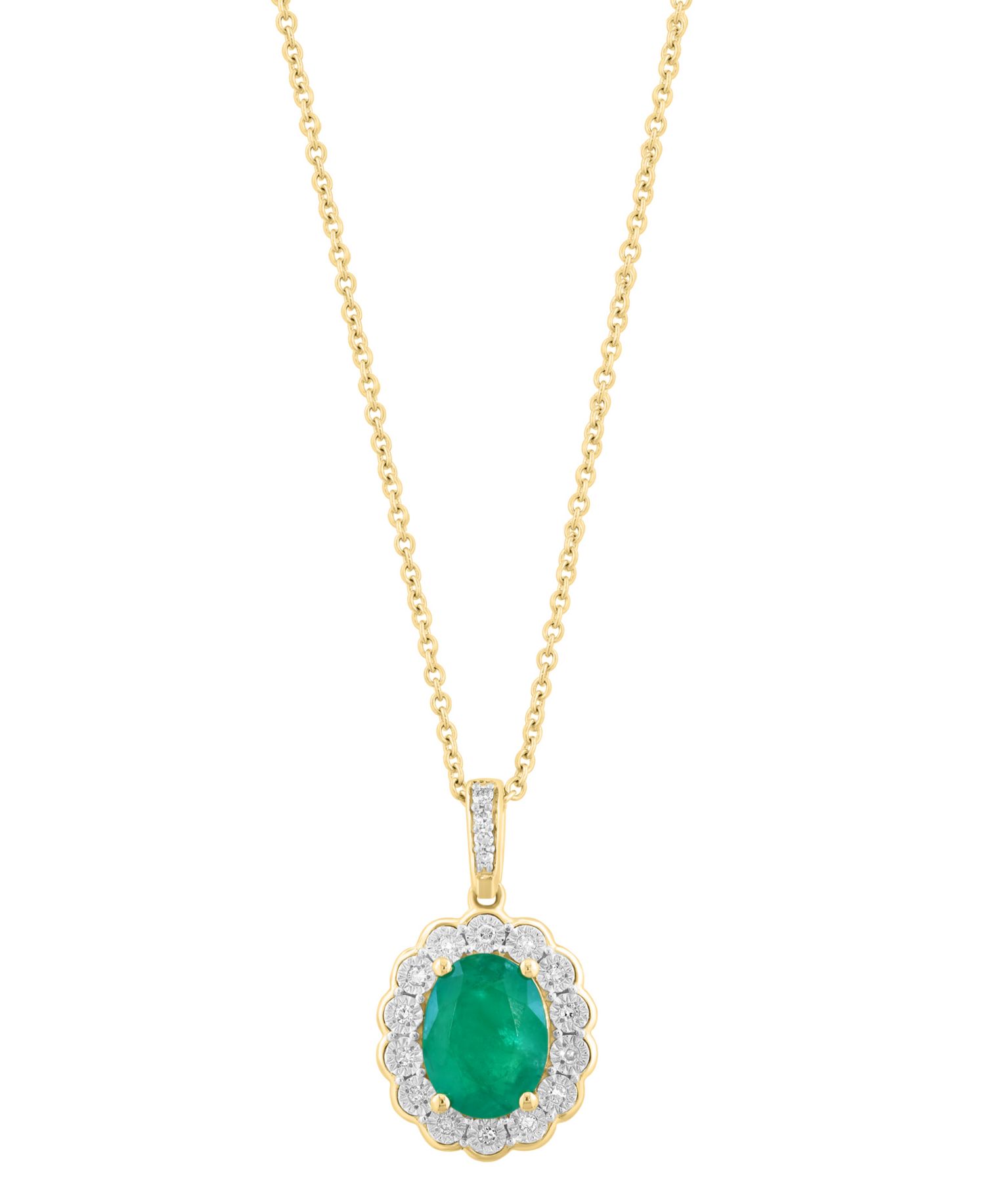 Gemstone (1-1/2 ct. t.w.) & Diamond (1/10 ct. t.w.) Pendant in 14k Gold (Available in Emerald, Ruby and Sapphire)