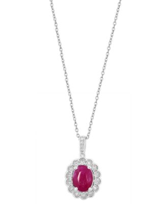 Effy Collection Emerald 1-12 ct tw Diamond 110 ct tw Pendant in 14k White Gold Also Available in Ruby Sapphire - Ruby 3825$