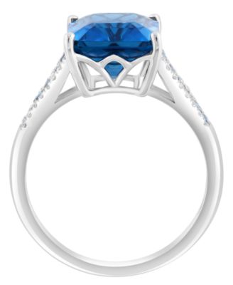 London Blue Topaz (4-1/3 ct. t.w.) & Diamond (1/4 ct. t.w.) Ring in 14k White Gold (Also Available in 14k Yellow Gold)