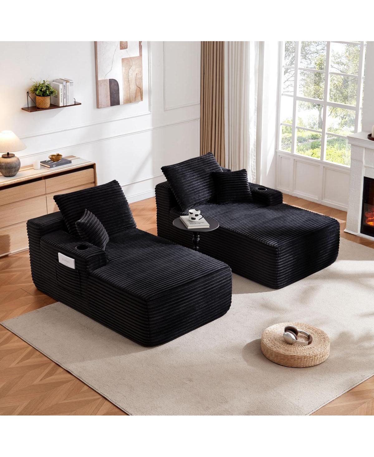 Streamdale Furniture 69" Cloud Sectional Couch, L-Shape Chaise with Deep Seat, Black