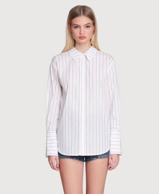 Women's Spread Collar Stripe Button Down Shirt