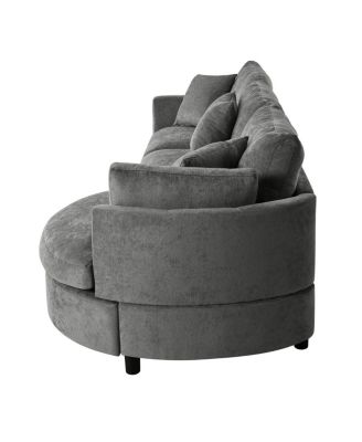 105" Chenille 3-Piece Sectional Sofa w/ Curved Chaise & 3 Pillows