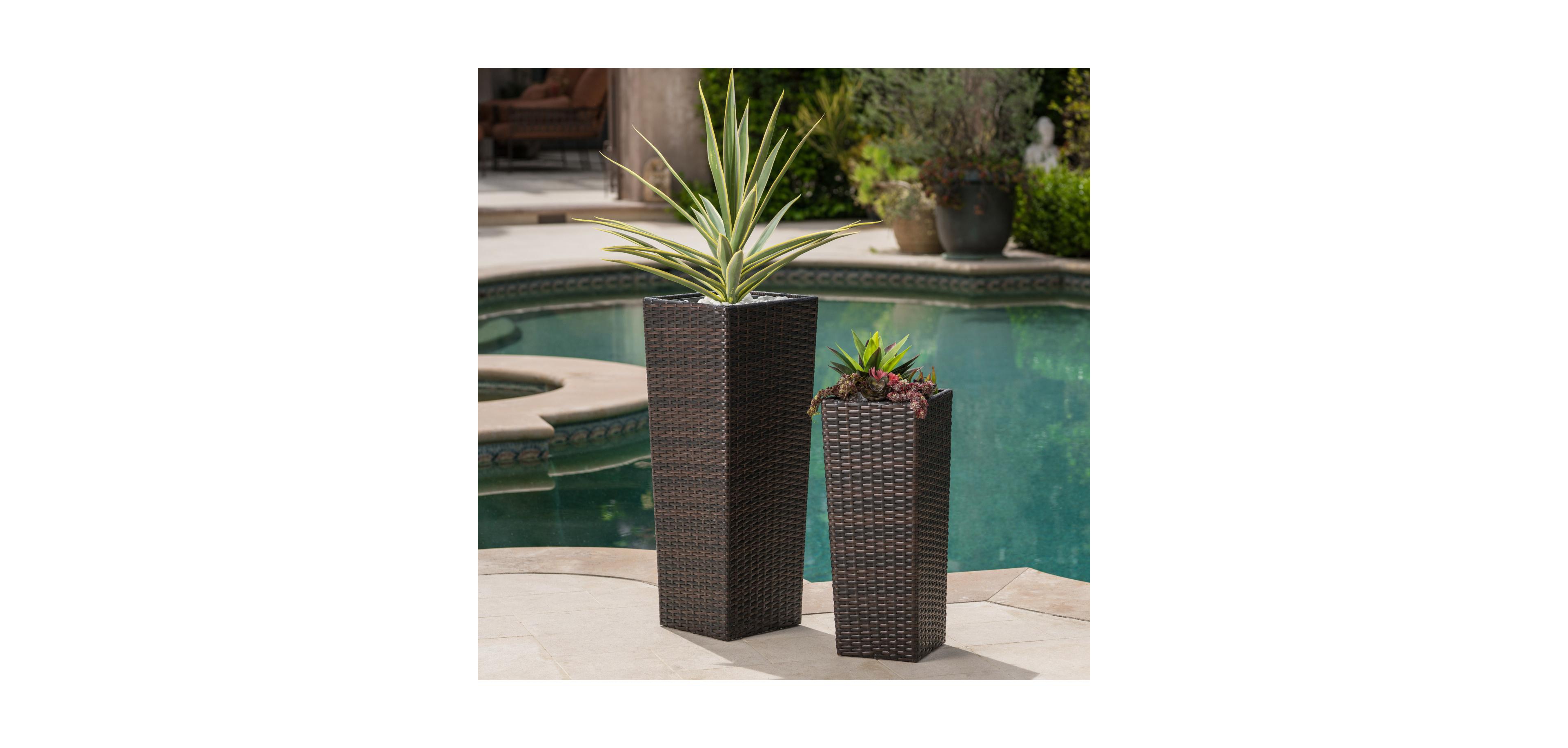 Streamdale Furniture Multibrown Wicker Flower Pots - Set of 2
