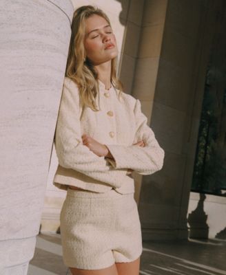 Women's Structured Tweed Long-Sleeve Jacket