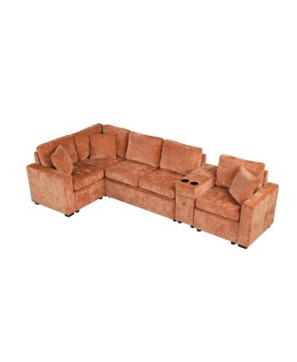 L-shaped Convertible Sofa Bed Modular Sectional with Pull-Out Bed