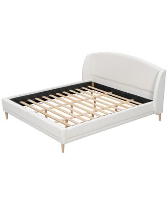 California King Boucle Upholstered Bed Frame