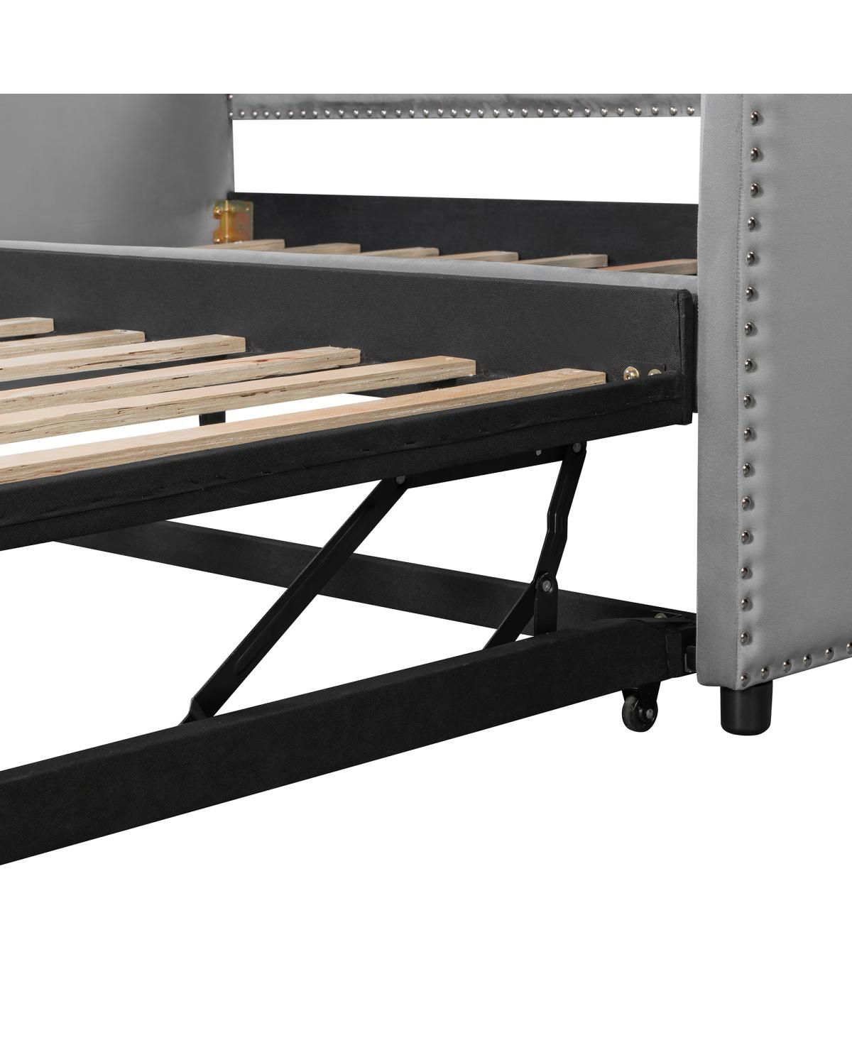 Streamdale Furniture Twin Velvet Upholstered Daybed with Pop Up Trundle