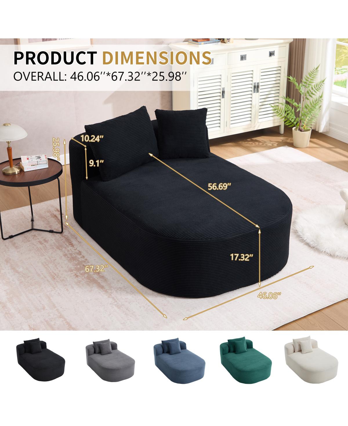 Streamdale Furniture 67.5" Indoor Corduroy Oversized Sleeper Sofa with Deep Seat Lounge