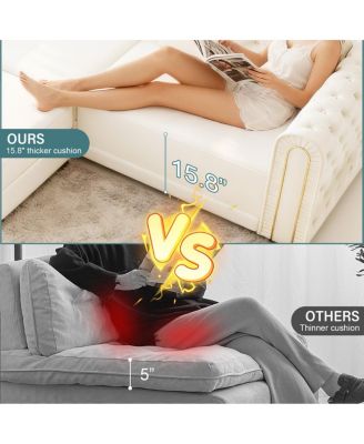 Elegant 3-in-1 Convertible Sleeper Sofa with Gold Trim, Beige/White