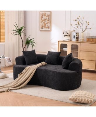 Crescent-shaped self-inflating sofa, modern low-back design, deep cushions