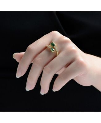 Modern Cubic Zirconia Bypass Ring in 14K Gold Plated