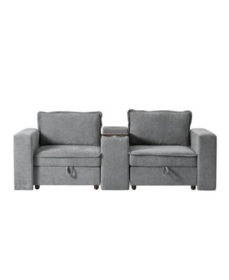 Buelow 88” Modern Storage Sofa With Charging Station And Middle Storage Compartment