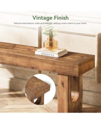 47" Long Solid Wood Shoe Bench, Farmhouse Indoor Narrow Entryway Bench with Sturdy Legs