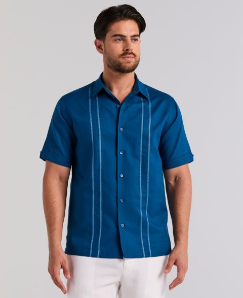 Мужская рубашка Cubavera Panel Button-Front Camp Collar, цвет: Blueberry Pancake