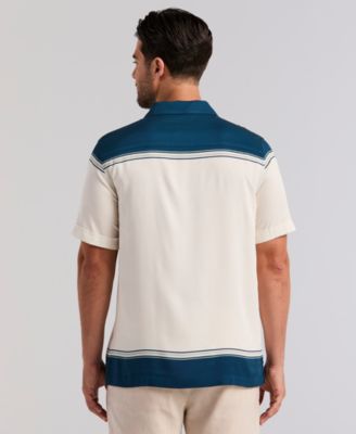 Men's Color Block Short-Sleeve Button-Down Shirt