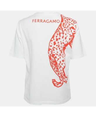 Women's White/red Leopard Print Cotton T-Shirt