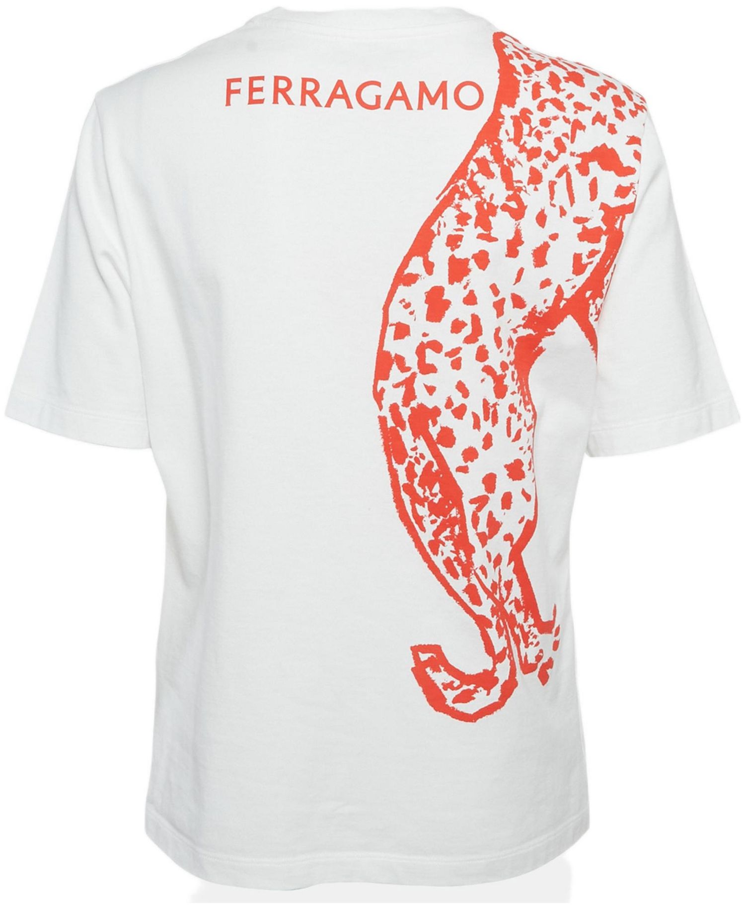 Women's White/red Leopard Print Cotton T-Shirt