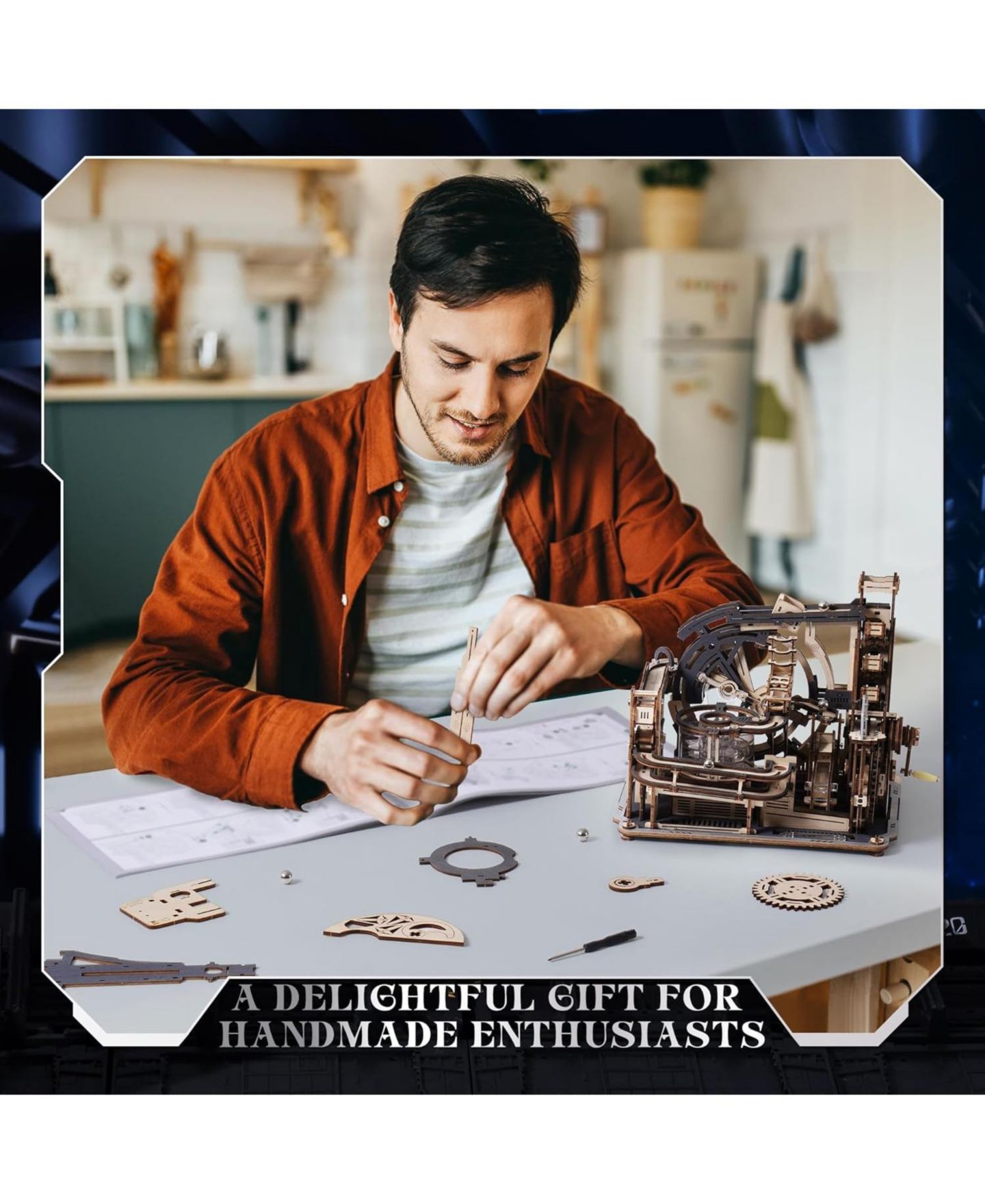 Детский конструктор Robotime Marble Spaceport 472-Piece Wooden Dual Drive Marble Run Building Set, Ages 14+ — фото 7