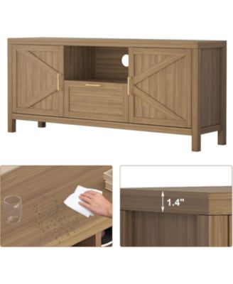 Farmhouse TV Stand for TVs Up to 65", Farmhouse Entertainment Center with Door, Rustic Media Console TV Cabinet with Storage & Adjustable Shelf