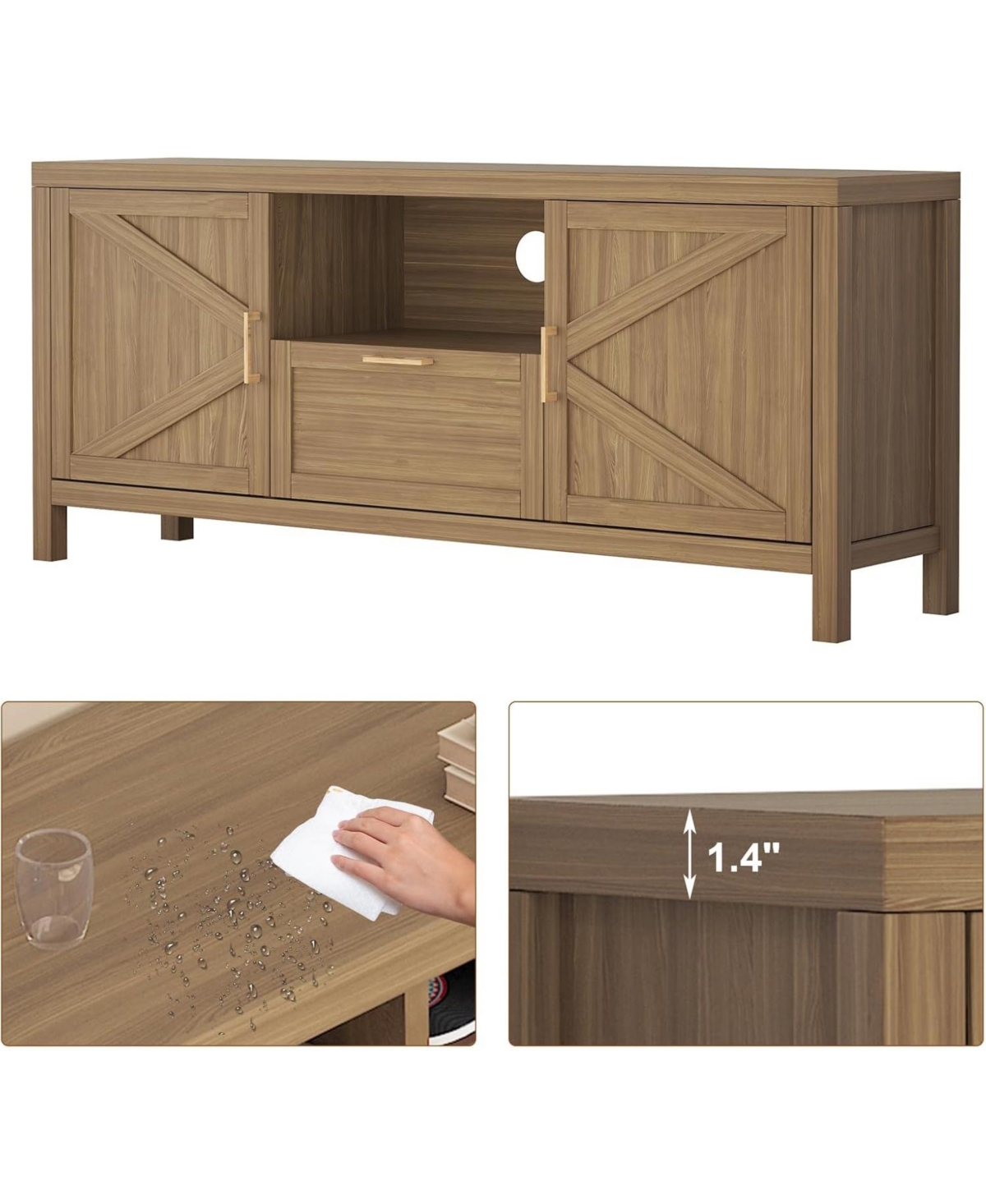 gaomon Farmhouse Tv Stand for Tvs Up to 65", Farmhouse Entertainment Center with Door, Rustic Media Console TV Cabinet with Storage & Adjustable