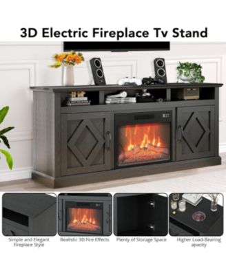 Electric Fireplace TV Stand for up to 65", Entertainment Center with 23" Electric Fireplace Remote Control, TV Console Stand Cabinet