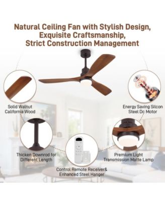 52-inch Modern Brown 3-Blade Ceiling Fan with Remote Control and Light Kit