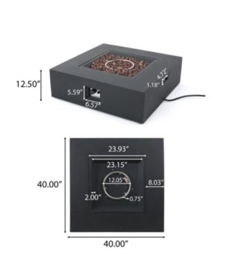 50000 BTU Outdoor Propane Fire Pit Dark Grey with Tank Holder Lightweight Concrete Modern Design