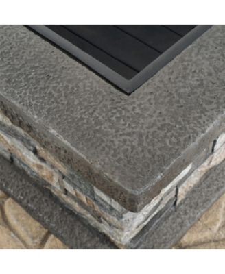 28 Inch Square MGO Fire Pit Outdoor Elegant Design Heat Resistant Iron Fire Bowl No Assembly Required