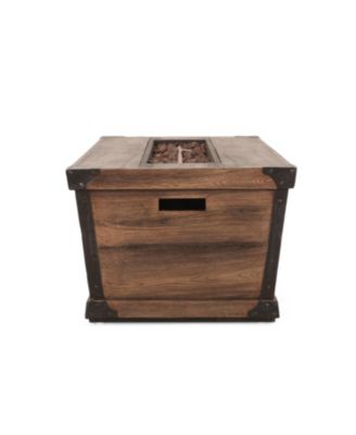 56 Inch Rectangle Concrete Gas Fire Pit Table Brown Wood Pattern 50000 BTU Outdoor Patio Propane Only