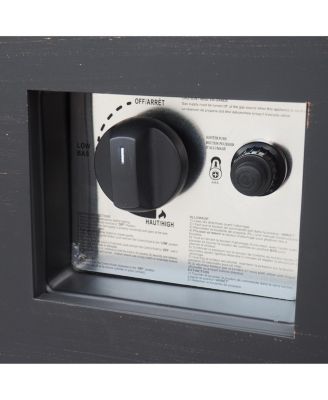 33 Inch Outdoor Iron Square Propane Fire Pit Brushed Brown 50000 BTU Tank Inside No Assembly