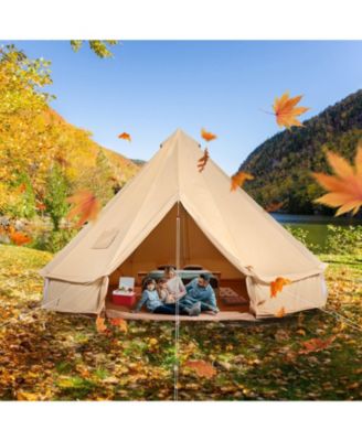 4-Season Canvas Bell Tent, 3m/9.8ft Yurt Tent with Stove Jack, Breathable, Sleeps Up to 4 People