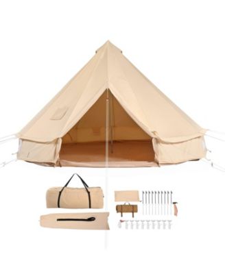 4-Season Canvas Bell Tent, 3m/9.8ft Yurt Tent with Stove Jack, Breathable, Sleeps Up to 4 People