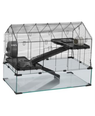 Panoramic Cat Cage - Two-Story Wire Habitat for Play & Rest