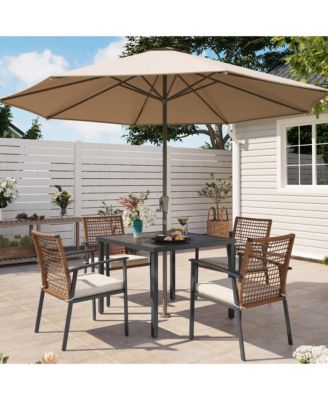 5 Pieces Outdoor Patio Dining Set Wicker Patio Furniture Set with Soft Cushion